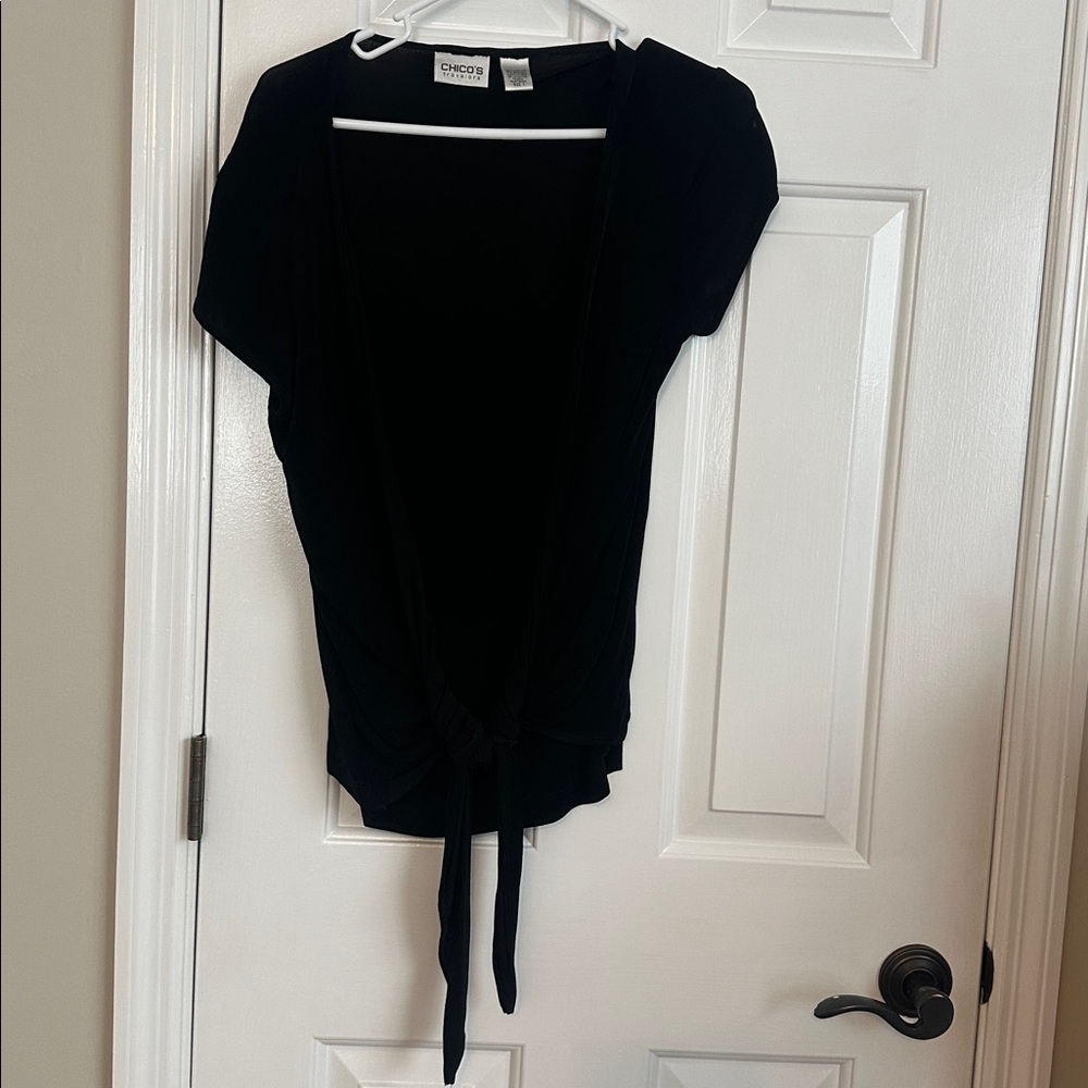 Chico’s Black Women's Blouse with Tie Front